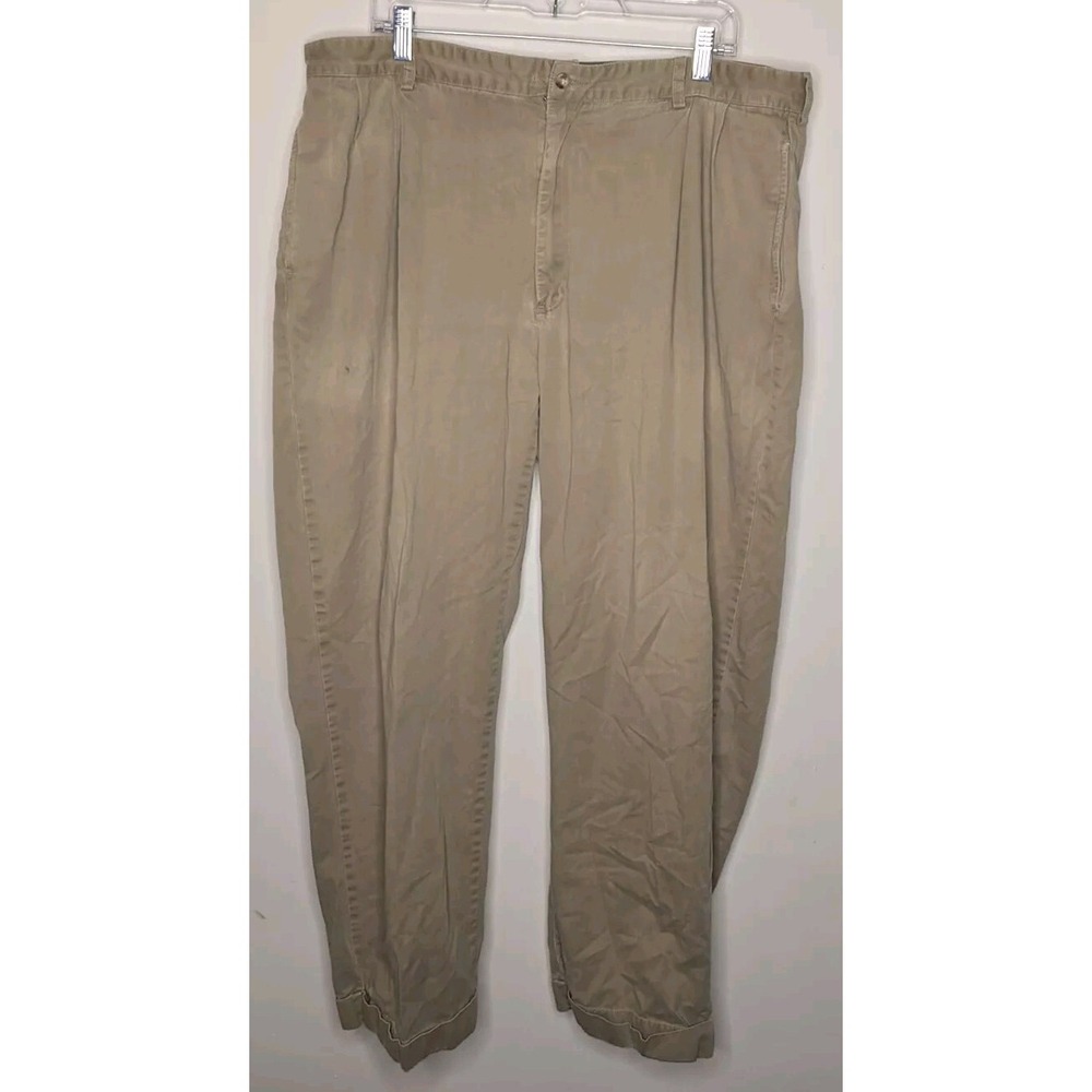 Polo Ralph Lauren Khaki Chino Pants Mens‎ 40x30 Straight Dress Preppy Cuffed Hem